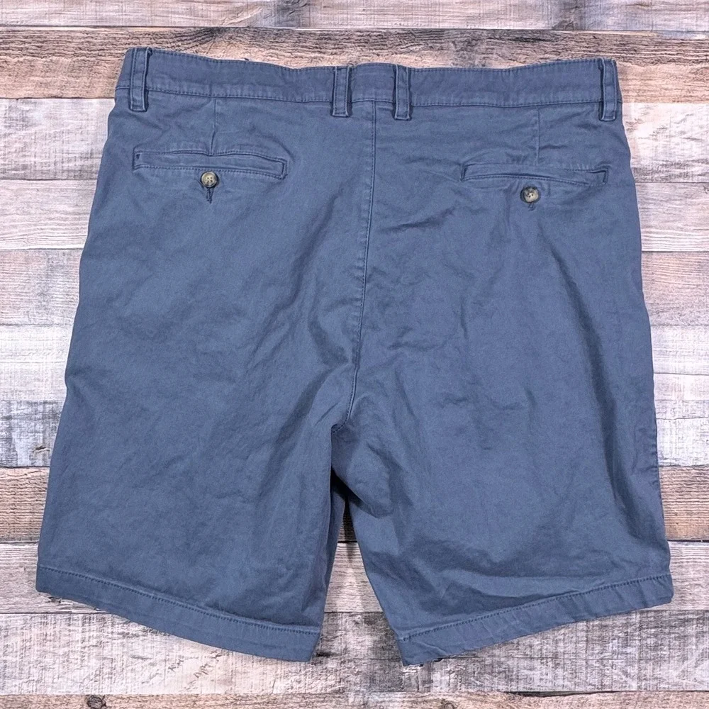 Berkley Jensen Mens 38‎ Slate Blue Chino Shorts Stretch Cotton Flat Front Snag